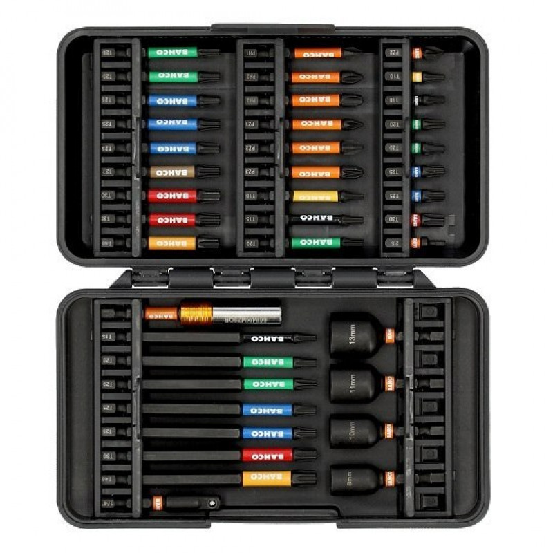 Набор ударных бит и головок 1/4 для винтов Phillips, Pozidriv, TORX, Allen, 40 шт. BAHCO [66IM/40C-1]