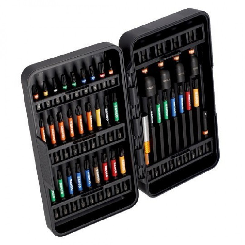 Набор ударных бит и головок 1/4 для винтов Phillips, Pozidriv, TORX, Allen, 40 шт. BAHCO [66IM/40C-1]