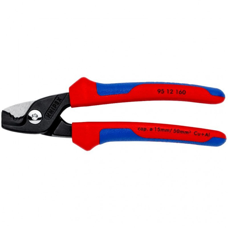 Кусачки для кабелів Knipex 160 мм [95 12 160] зі ступінчастими ріжучими краями