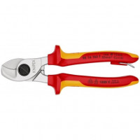 Изолированные кусачки для кабелей Knipex VDE 165 мм [95 16 165 T] с двухкомпонентными ручками и предохранительным крючком