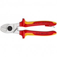 Изолированные кусачки для кабелей Knipex VDE 165 мм [95 16 165 T] с двухкомпонентными ручками и предохранительным крючком