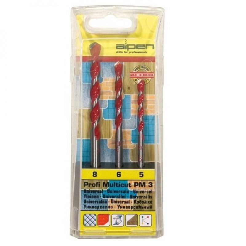 Комплект: 7 предм. сверло SDS+ для железобетона, FORCE X Mix Box 7+3 предм. универсальных сверл Profi MultiCut PM-3, Alpen [0