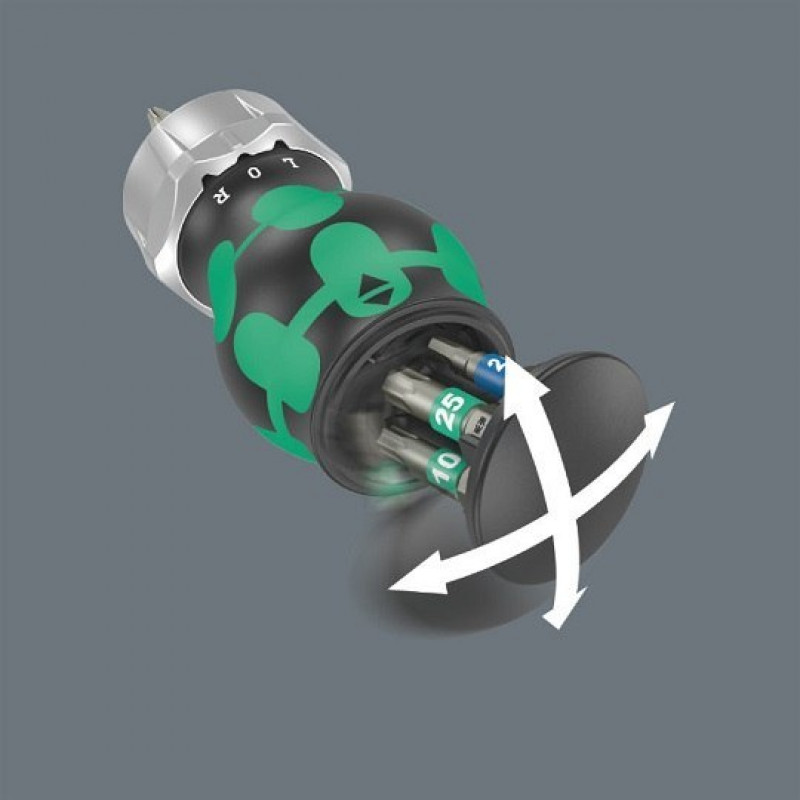 Коротка ручка з магазином, 7 біт 1/4, набір велосипедних біт 5, біти Wera [05004185001]: PH, Torx та Hex-plus