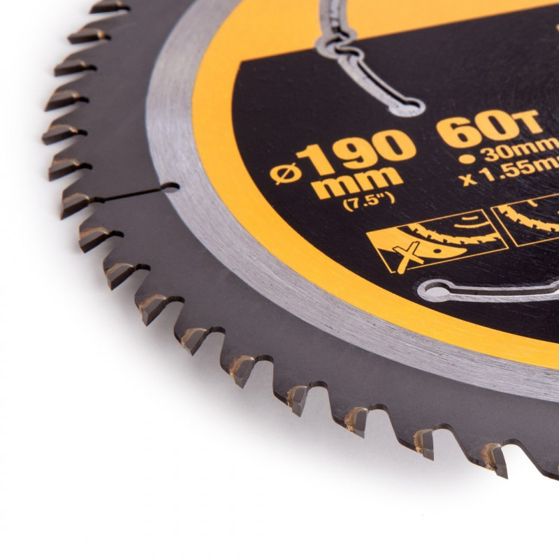 Дисковий пильний диск для різання деревини 190/30/1,55 мм, 60 зубців, XR EXTREME RUNTIME DEWALT [DT99564-QZ]