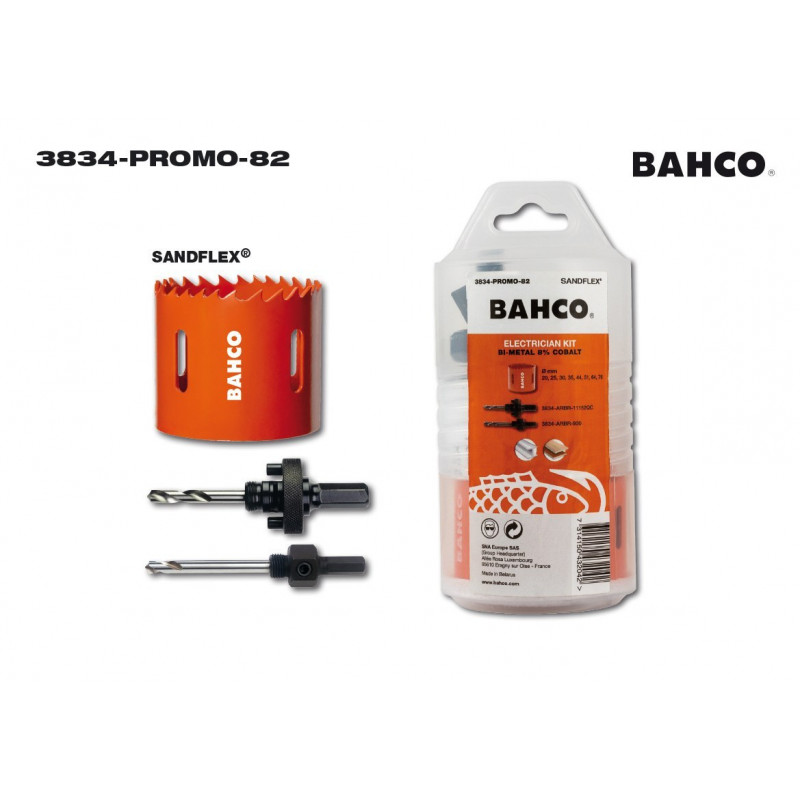 Набір з 10 біметалевих коронок Bahco для дерева та металу [3834-PROMO-82]