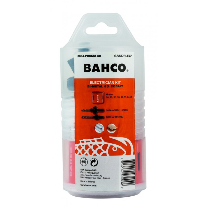 Набір з 10 біметалевих коронок Bahco для дерева та металу [3834-PROMO-82]
