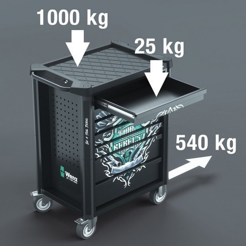 7-шухлядний інструментальний візок з 94 інструментами, Tool Rebel 9700, Wera [05150130001]