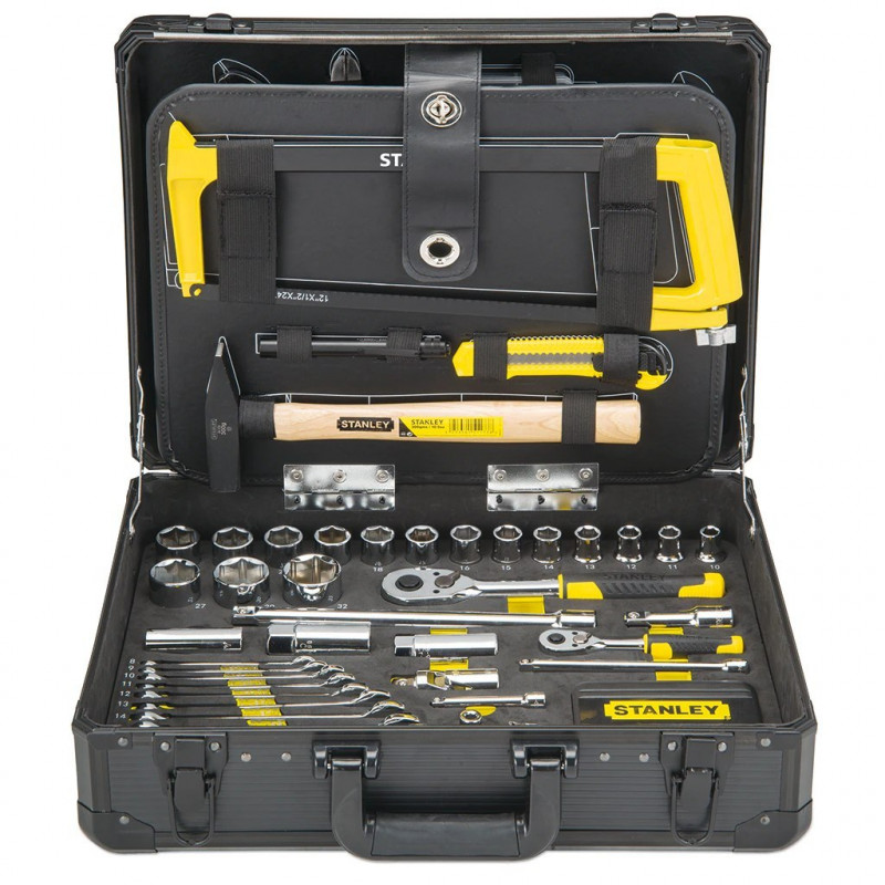 Сервисный комплект 142 предмета в футляре, торцевые ключи 1/4'' и 1/2'', плоскогубцы, отвертки, Stanley [STMT98109-1]