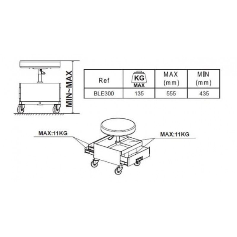Робочий стілець Bahco з висувними шухлядами [BLE300]