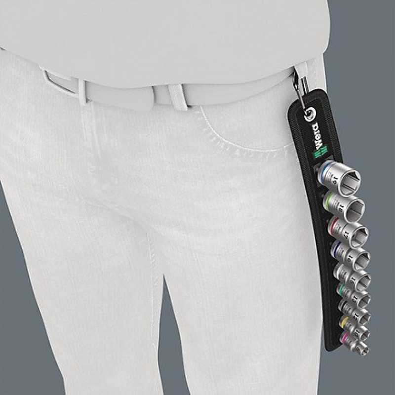 Набір з 9 6-гранних головок Zyklop для квадрата 3/8, розміри 8-19 мм, 2go Wera [05003973001]