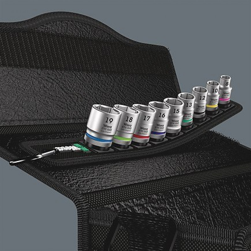 Набір з 9 6-гранних головок Zyklop для квадрата 3/8, розміри 8-19 мм, 2go Wera [05003973001]