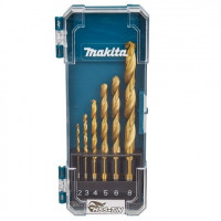 Набор из 6 металлических сверл HSS-TiN, Makita [D-72833] с титановым покрытием.