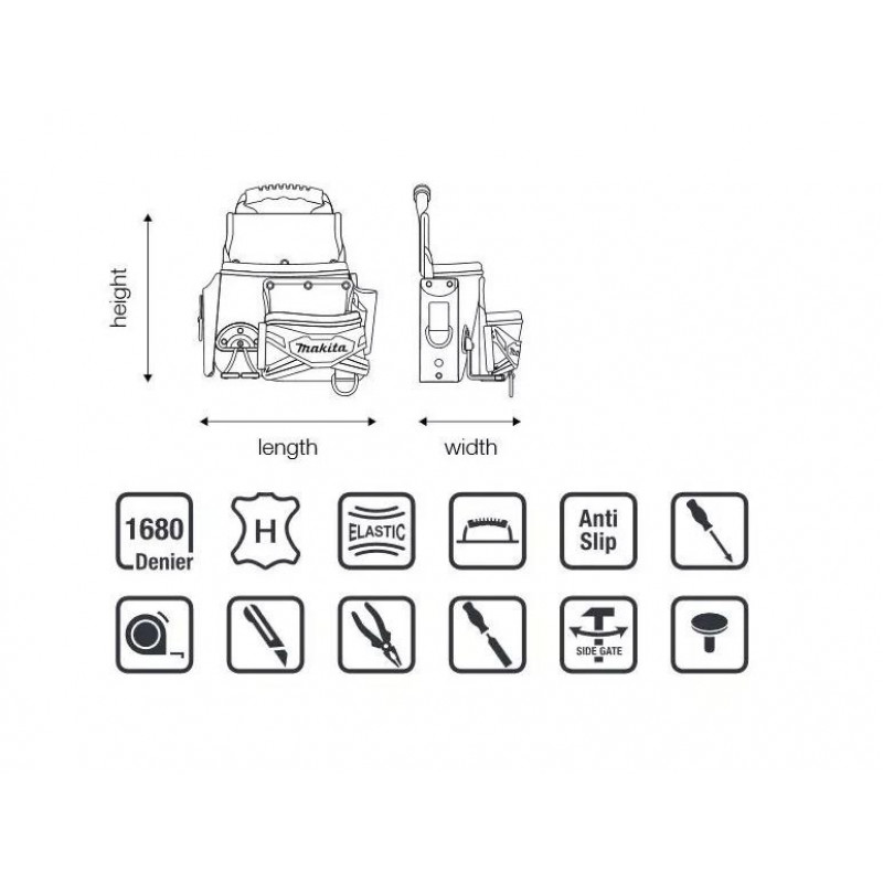 Кишеня покрівельника з тримачем для молотка для ручних інструментів та аксесуарів, Makita [E-15213]