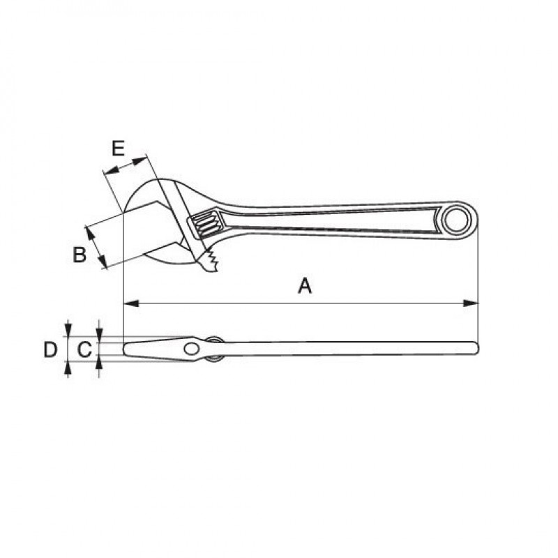 Разводной ключ Bahco без искры 600 мм, открытие губок 65 мм [NSB001-600]