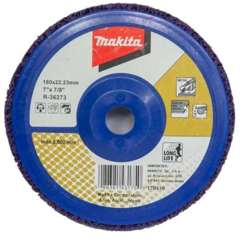 Чорний нетканий диск для шліфування металу, 180/22,23 мм, Makita [B-36239]
