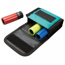 Набор из 3 шестигранных ударных головок для колес, 1/2, 17, 19, 21 мм, Makita [E-12354] в футляре