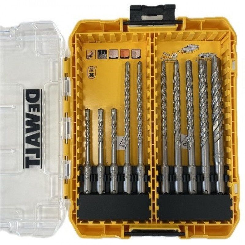 Набір з 10 твердосплавних свердел для бетону, SDS+, DeWALT [DT70752-QZ] МАЛИЙ МІЦНИЙ КЕЙС+