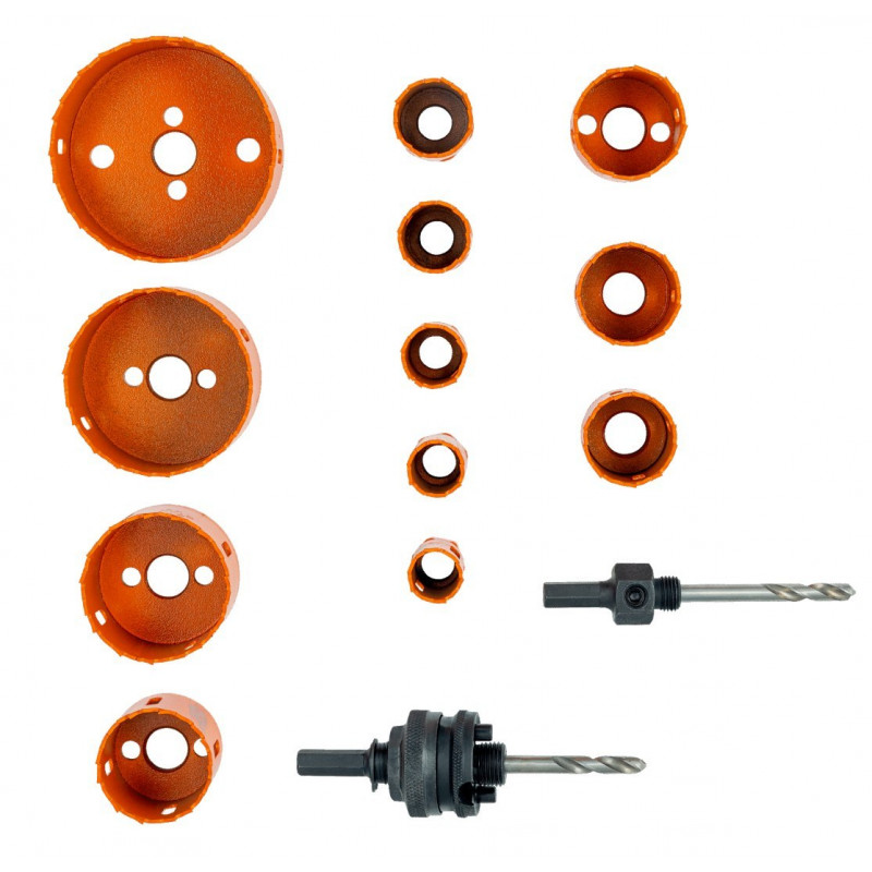 Набор биметаллических коронок Bahco, 14 предметов, для дерева и металла [3834-PROMO-122-76]