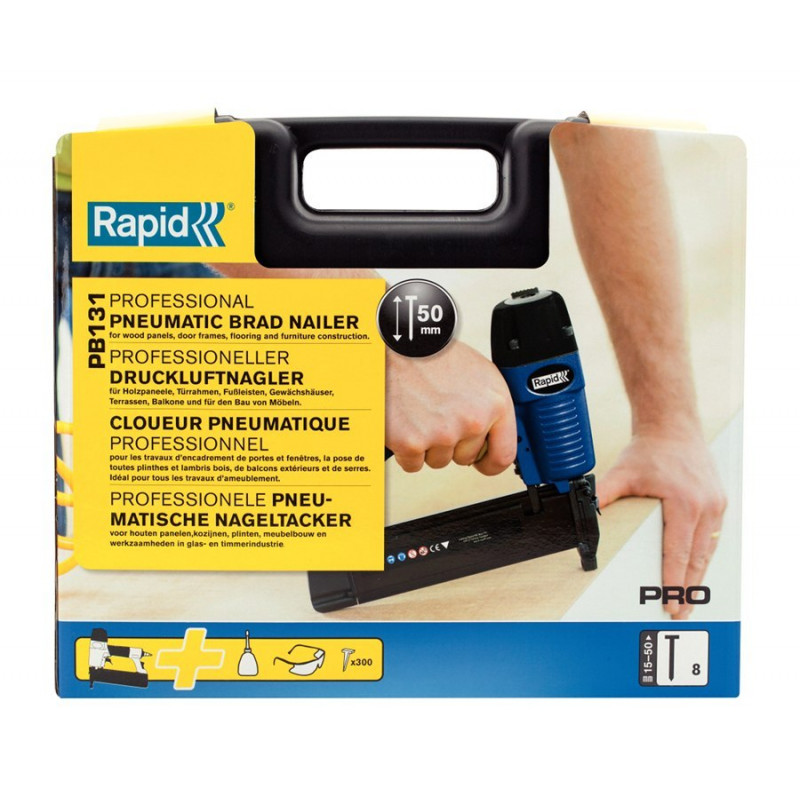 Професійний пневматичний цвяхозабивний пістолет для цвяхів 15-50 мм Rapid PB131 [5000054]