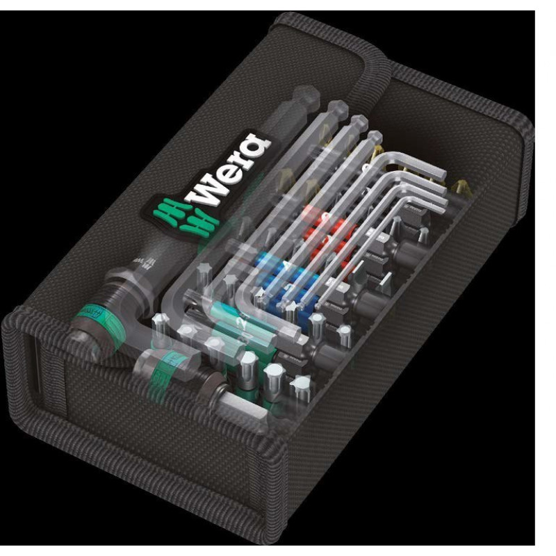 Набор бит из 52 предметов, отвертка 1/4 дюйма и шестигранные ключи, Kraftform Kompakt 100 2go WERA [05057460001]