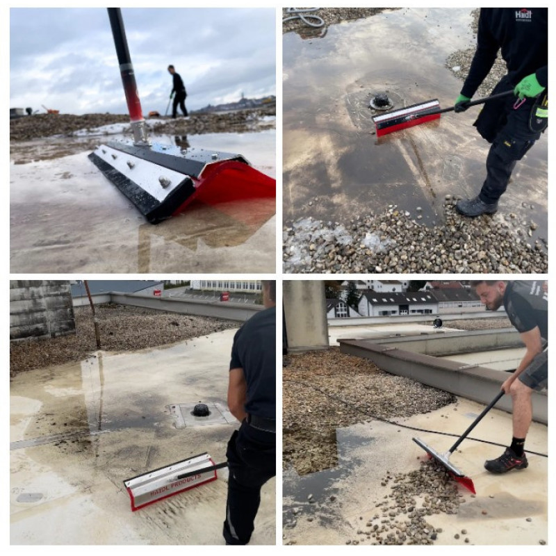 Підмітальна машина для плоских дахів Haidl – професійний бульдозер, екскаватор для видалення води