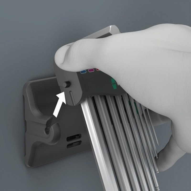 Набір із 9 кулькових шестигранних торцевих ключів для гвинтів з внутрішнім шестигранником, хромованих, 950/9 Hex-Plus 8, Wera [05022102001] у тримачі з нержавіючої сталі