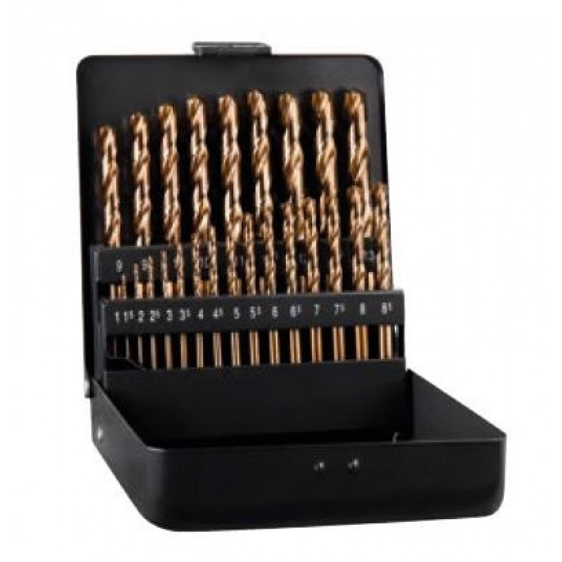 Набір свердел по металу HSS-Co із заточеною ручкою KP 25, розміри від 1,0 до 13,0 мм, 25 шт. [0065600125100]