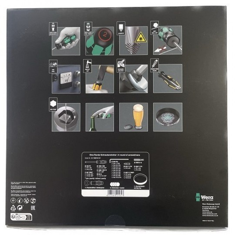 Набор из 23 отверток, шестигранных ключей и бит с лотком, открывателем и шайбами, Kraftform, Tool Rebel, WERA [051000180