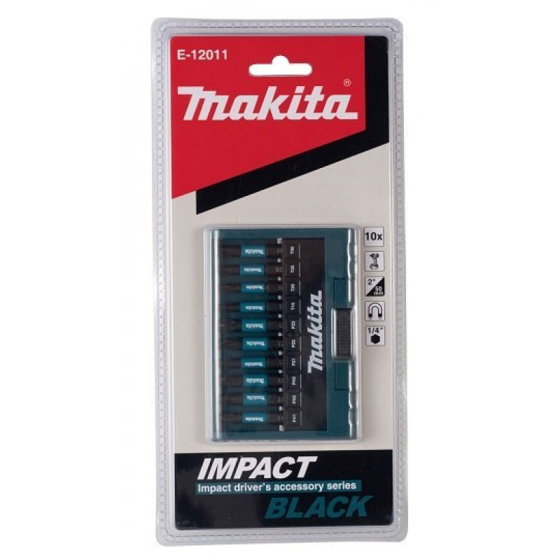Набір з 10 ударних біт 1/4, 50 мм, IMPACT BLACK MAKITA [E-12011]