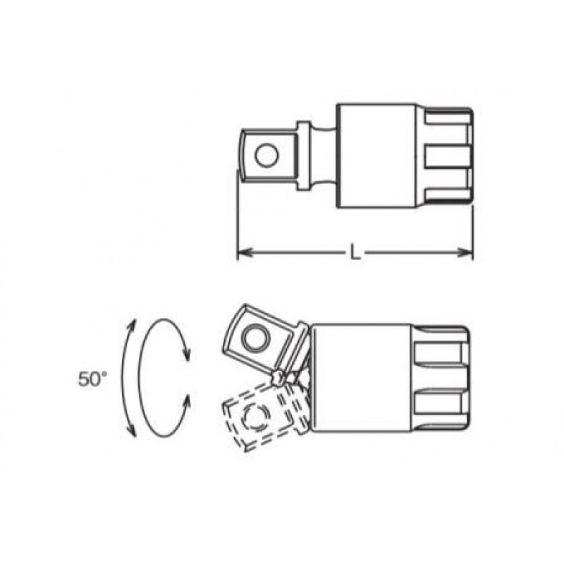 Кутовий шарнір з кріпленням 1/2, для ручних торцевих ключів, Koken [4771]
