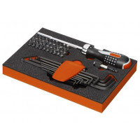 Вставка для тележки с трещоткой, битами, шестигранными ключами 41 шт. Bahco [808050/T6/41]