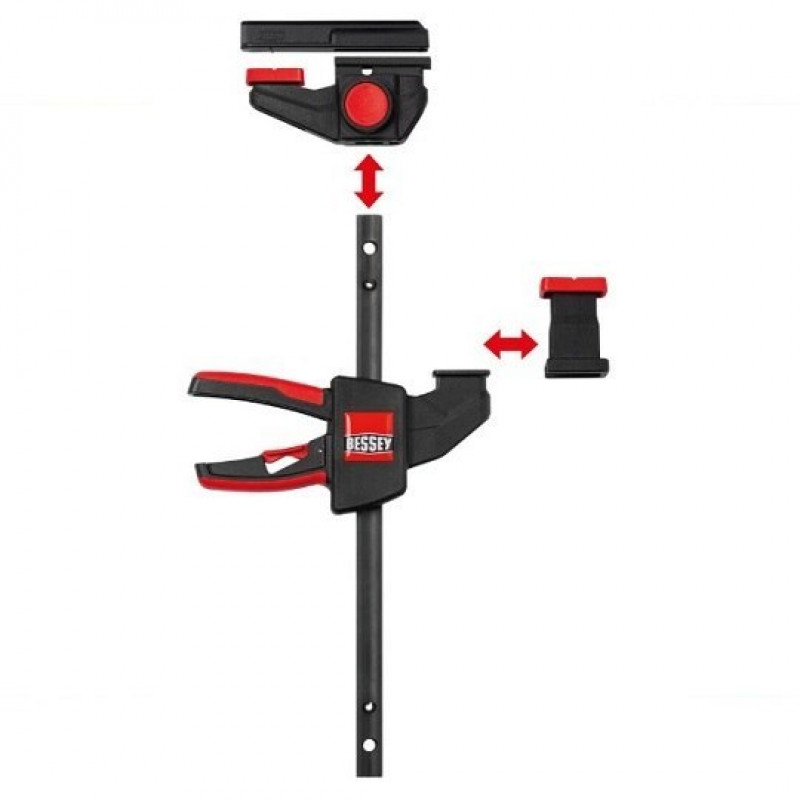 Комплект із 2 одноручних затискачів для напрямних рейок, 150x60 мм, 120-310 мм, 750N, Bessey [EZR15SET]