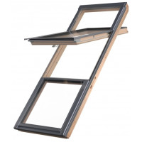 Кровельное окно FAKRO FDP-X P50 GREENVIEW – с поднятой осью вращения и нижней фрамугой, без вентиляционного отверстия