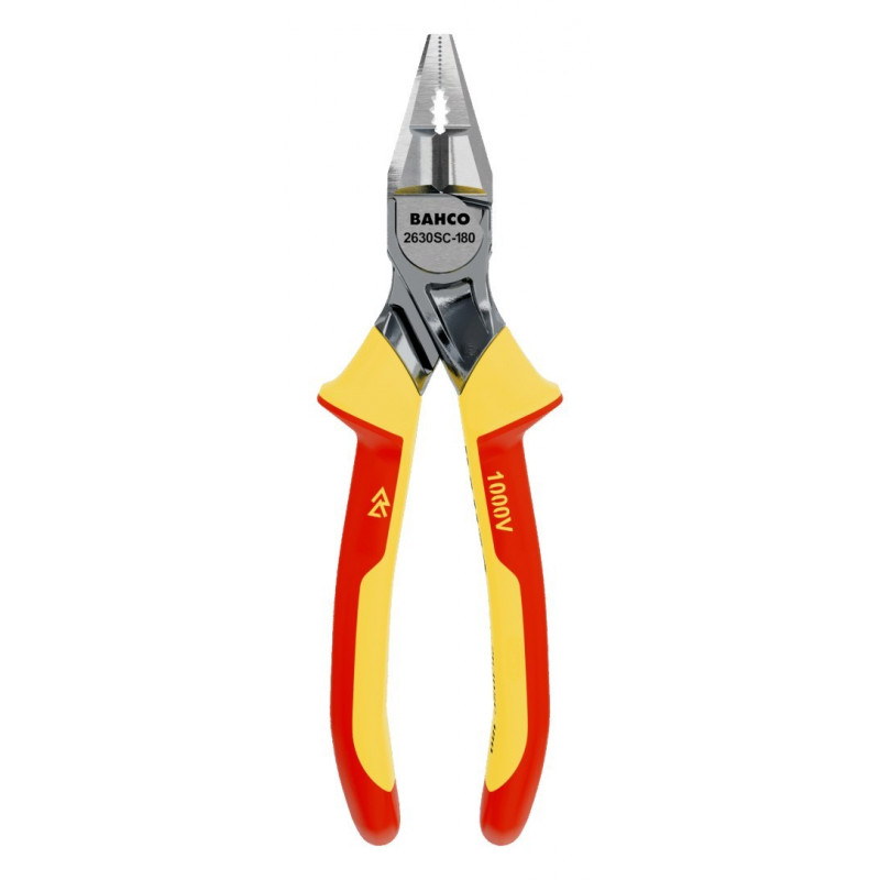 Потужні комбіновані плоскогубці, HD 180 мм хромовані, ізольовані VDE, Bahco [2630SC-180]