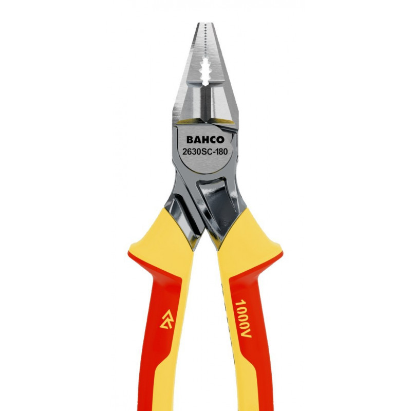 Потужні комбіновані плоскогубці, HD 180 мм хромовані, ізольовані VDE, Bahco [2630SC-180]