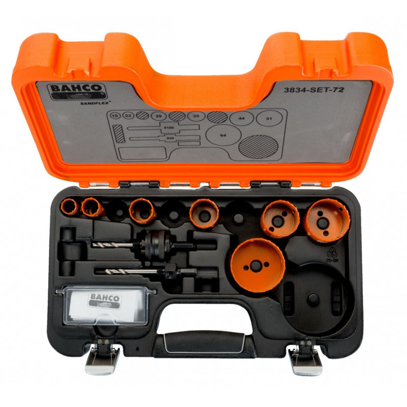 Набор биметаллических коронок Bahco, 9 предметов, для дерева и металла [3834-SET-72]