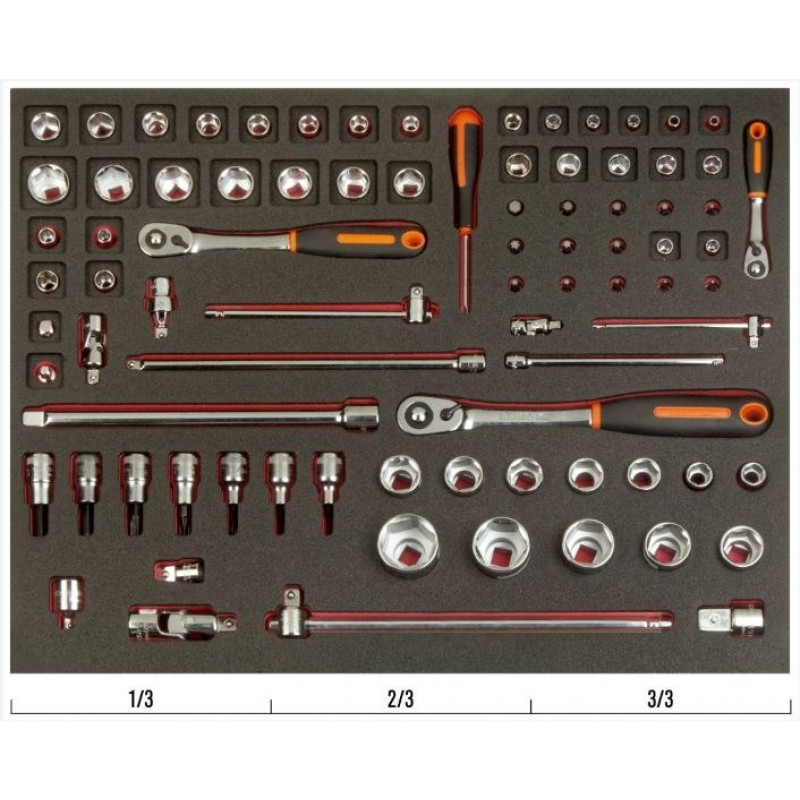 Вставка для інструментального візка з обладнанням, 83 інструменти, Bahco [FF1A2501] розмір 3/3 шухляди