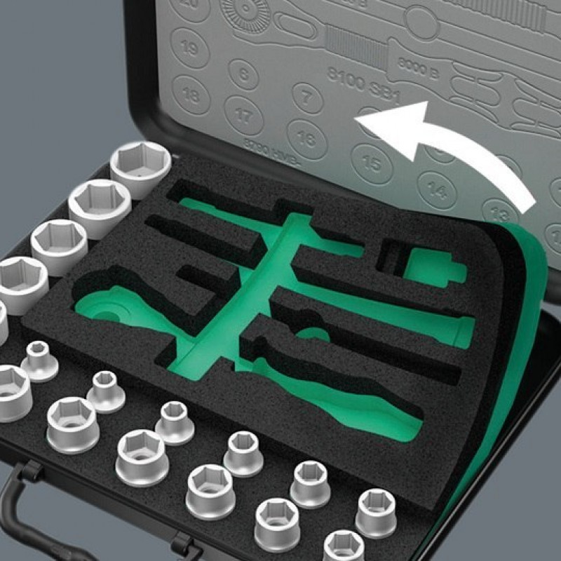 Набор из 42 торцевых ключей и трещоточных бит Kraftform 8100 SA 2 Zyklop Speed 1/4 Wera [05003533001]