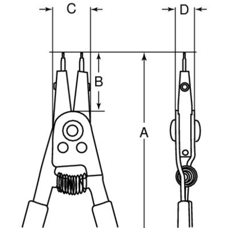 Плоскогубці для стопорних кілець внутрішнього та зовнішнього типу [2928-200]