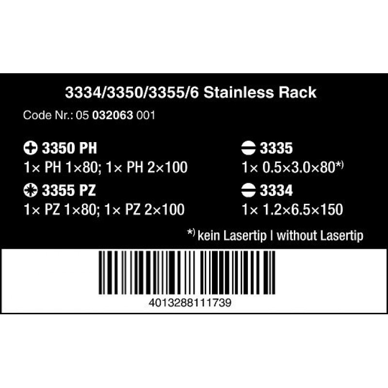 Набір із 6 викруток з нержавіючої сталі, Kraftform, WERA [05032063001]