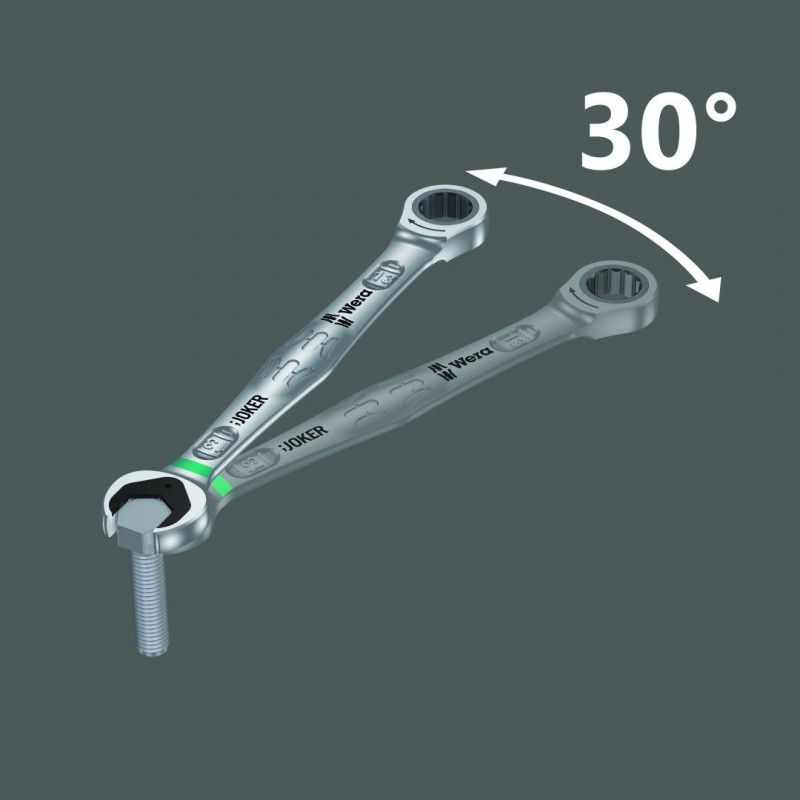 Набір з 11 ріжкових ключів з тріскачкою та перемикачем, Joker 6001 Switch 11 Set 1, 2go Wera [050200910
