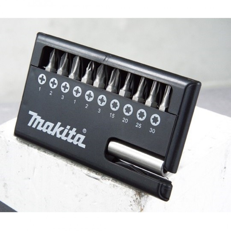 Набор бит 1/4 с магнитным держателем, 11 предм., Makita [D-30651]