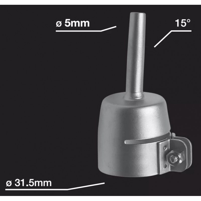 Трубный патрубок Leister Ø5(8) мм, изогнутый 15°, (входное отверстие Ø32 мм) - 100.303