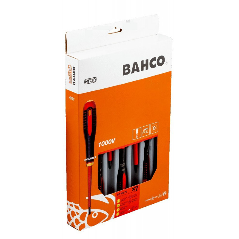 Набір ізольованих викруток Bahco ERGO, 7 предметів, для шліцьових та хрестових гвинтів [BE-9887S]