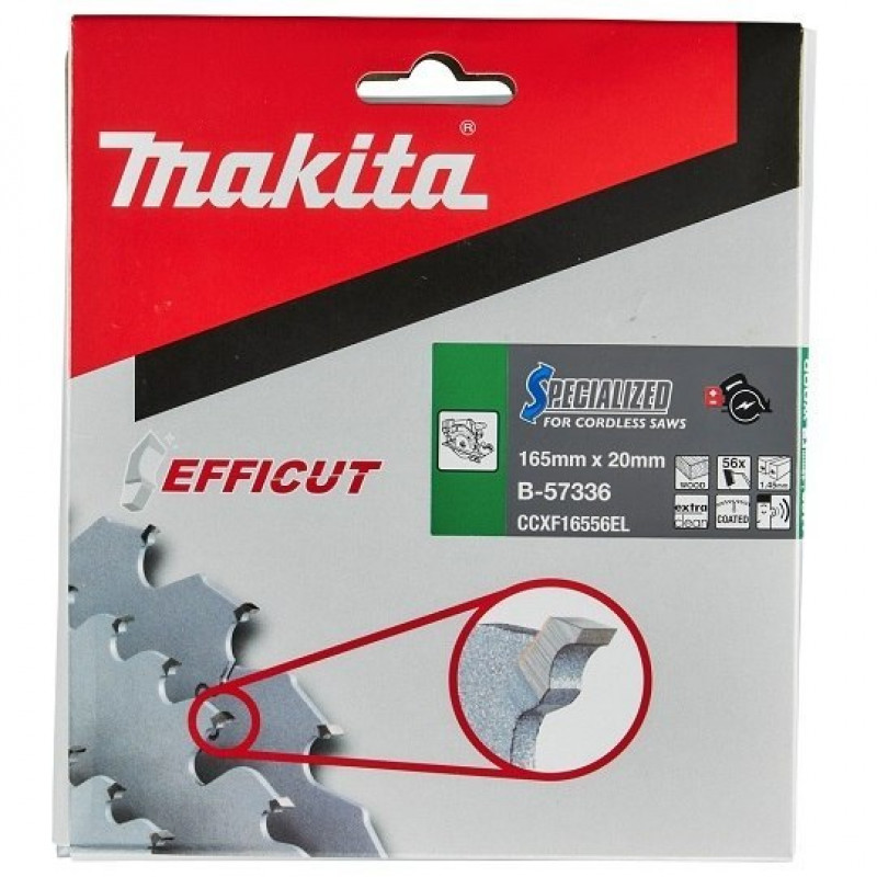 Дискова пилка для різання дерева, ламінату, МДФ 165/20/1,45 мм, 56 зубів, SPECIALIZED Makita [B-57336]