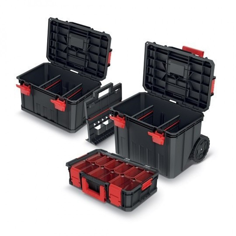 Мобільний набір із 3 ящиків для інструментів 53x35,5x82,5 см Модульне рішення Kistenberg Prosperplast [KMSS553585B]