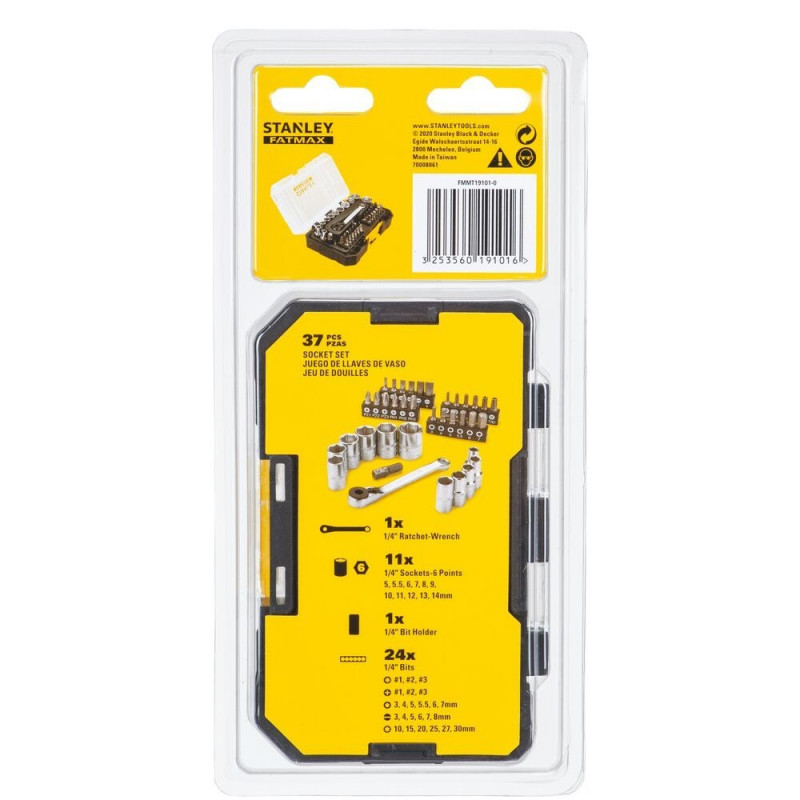 Набір із 37 головок та біт + тріскачка 1/4 Stanley FATMAX [FMMT19101-0] PRO-STACK S MODULE - механічний набір
