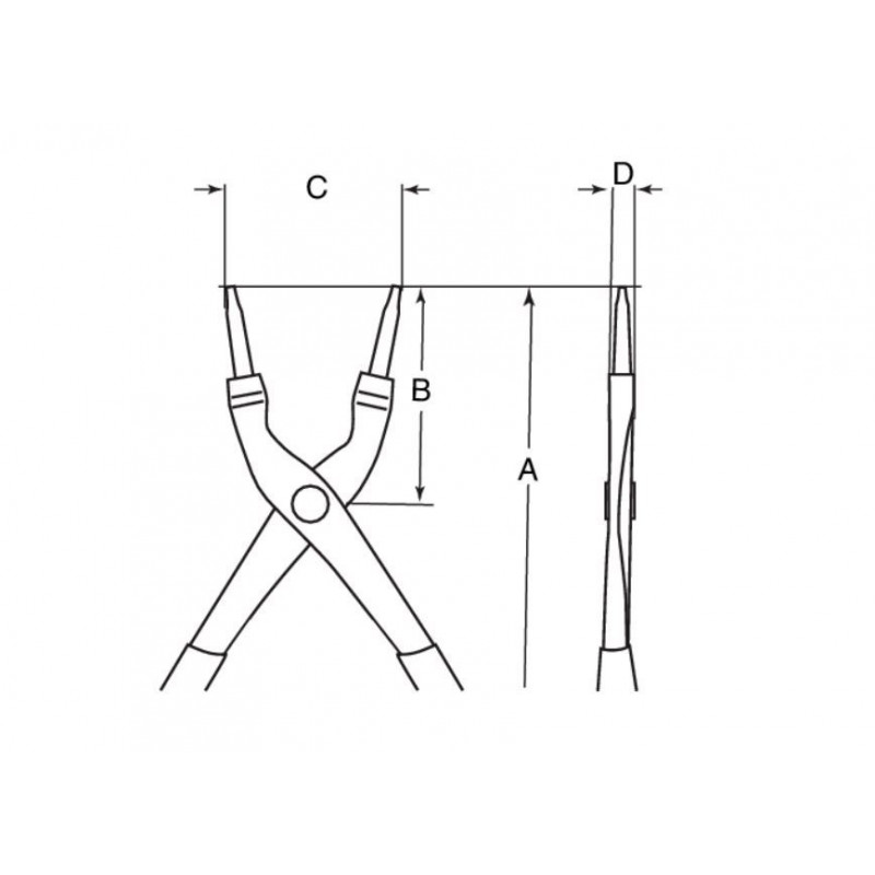 Плоскогубцы для стопорных колец, наружные, прямые, диапазон 85-165 мм, Bahco [2900-300]