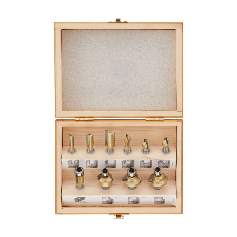 Набор фрез для фрезера TCT/HM, хвостовик 8 мм, 10 предм. Stanley [STA80020-XJ]