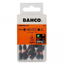 Набір із 10 шт. ударних біт 1/4 дюйма для гвинтів Philips PH2/25 мм, Bahco [66IM/PH2-10P]